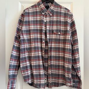 J. Crew Linen Red and Blue Plaid Shirt Size XL